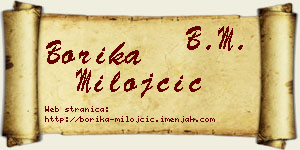 Borika Milojčić vizit kartica